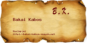 Bakai Kabos névjegykártya